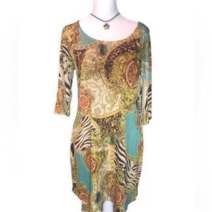 119.  Fresh of LA Sheath Teal Gold Chain Large Dress